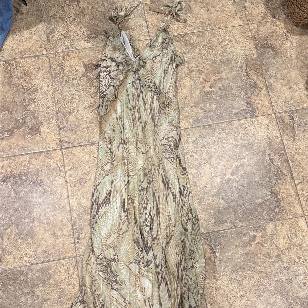 Zara Beige and Brown Patterned Maxi Dress